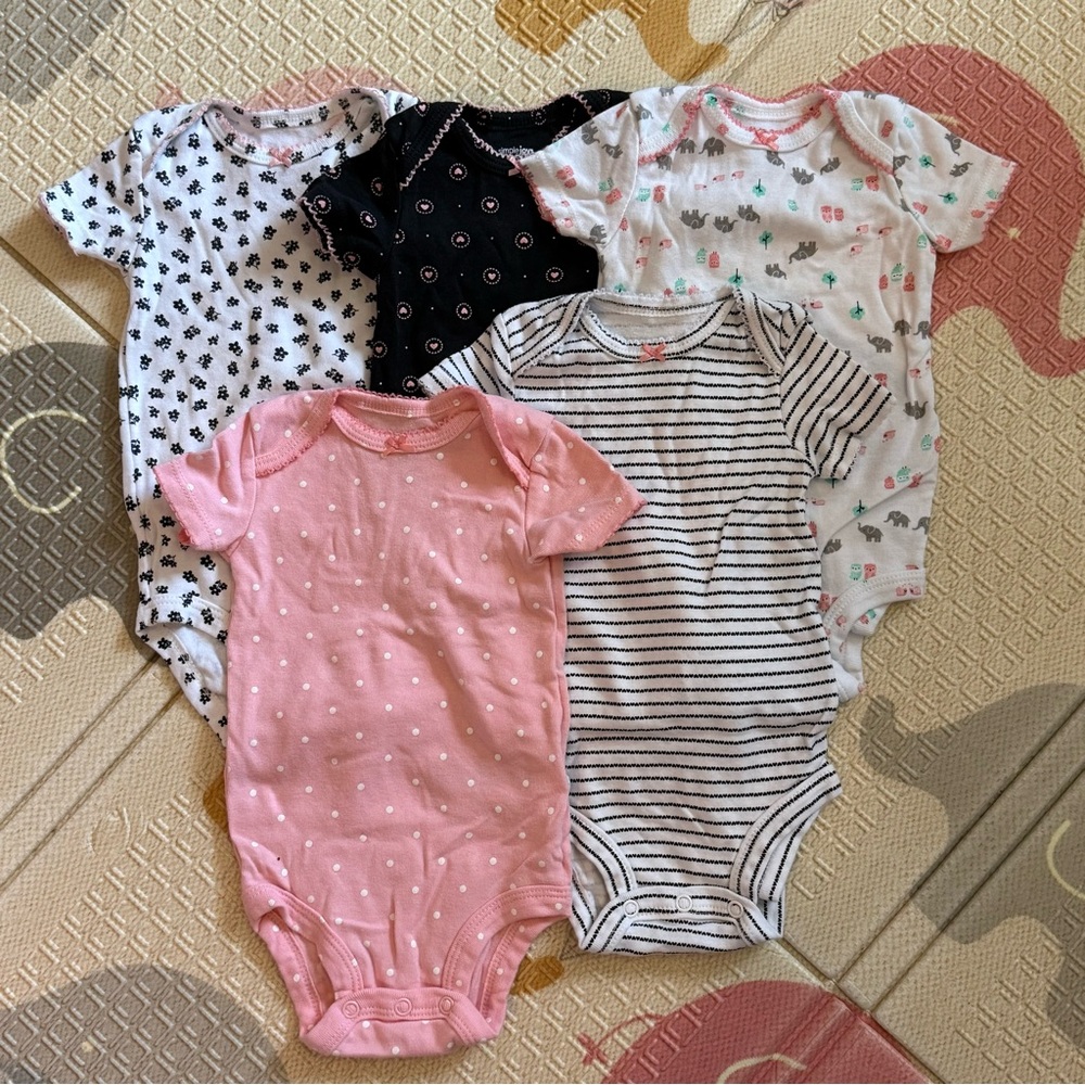 Carter's Pink and Black Bodysuits Set